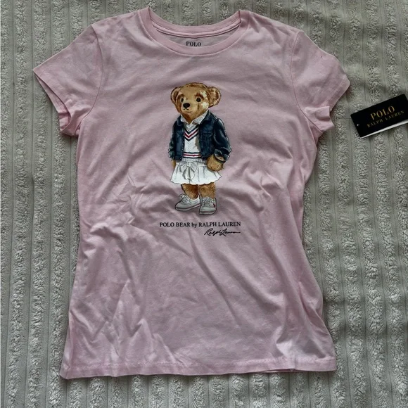 Pink Ralph Lauren Bear Tee (kids size) - Picture 1 of 4